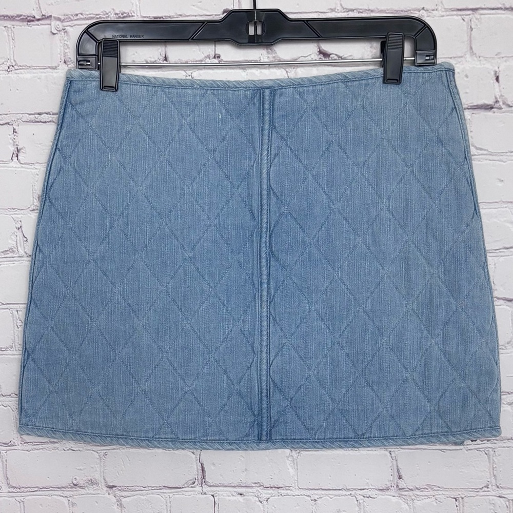 BLANK NYC Skirt Quilted Wrap Denim Blue Mini Skirt—NWT—28 - Picture 11 of 13